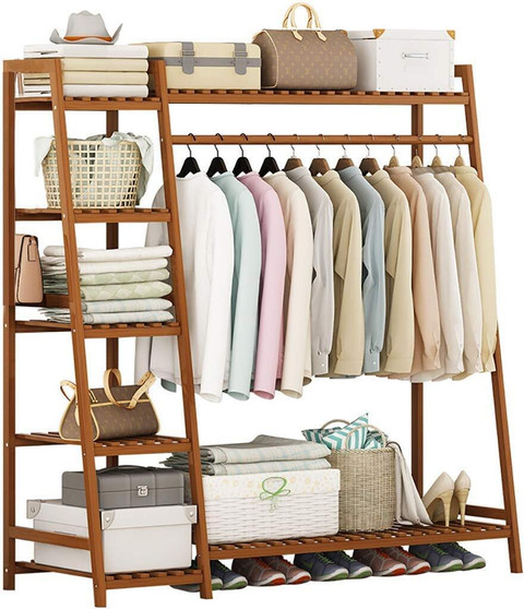 Baboo Clothing Rack with Shelves Thickened Wood Clothing Racks for