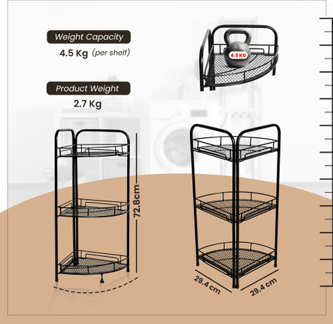 Tidy Homz Corner Shelf Iron Wall Shelf (Number of Shelves