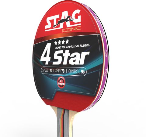 Stag iconic 4 star Red, Black Table Tennis Racquet - Buy Stag iconic 4 ...