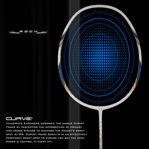 Hundred ROCK 88 Japan Made Graphite White, Gold Strung Badminton