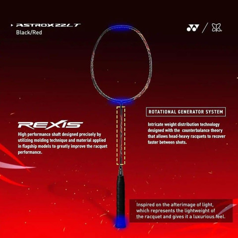YONEX Astrox 22 LT-(22-23Model)3F/G5 Black, Red Strung Badminton