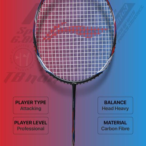 LI-NING Tectonic 3R Grey, Blue, Orange Strung Badminton