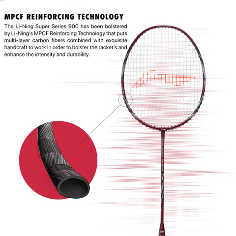 LI-NING Super Series 900 Strung Badminton Racket (84 grams, Red
