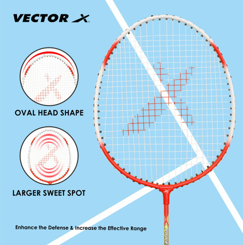 VECTOR X VXB-70 2 Racquet With Full Cover Red Strung Badminton