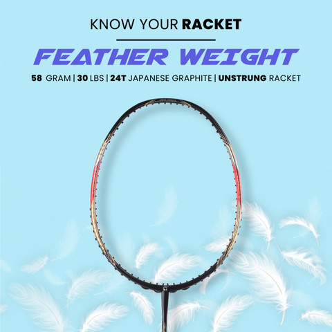 Lightest Racket Apac apacs Feather Weight 55 (58grams, World's Lightest) | Made with 40T ...