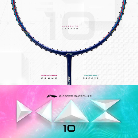 LI-NING G-Force Superlite Max 10 Blue, Silver, Red Strung Badminton Racquet