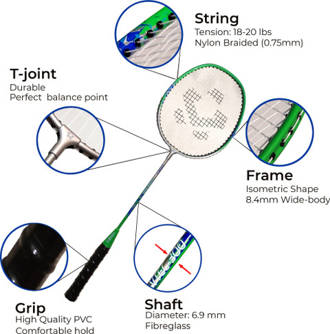 VINEX Vtec 300 Badminton Racquet - Lightweight Aluminium Head