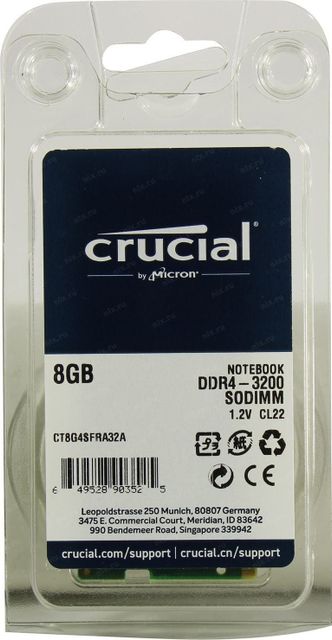 Crucial 3200Mhz Crucial Notebook 8gb ram Memory with 10 Years