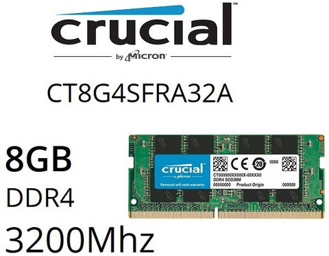 Crucial 3200Mhz Crucial Notebook 8gb ram Memory with 10 Years Warranty DDR4  GB (Dual Channel) Laptop (0CT8G4SFRA32A)