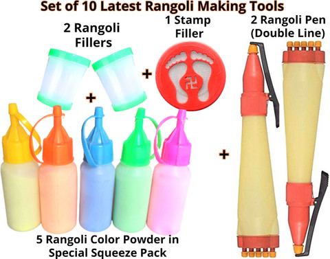 Artonezt Rangoli Making Tools Kit Set of 10 Rangoli Stencil Price