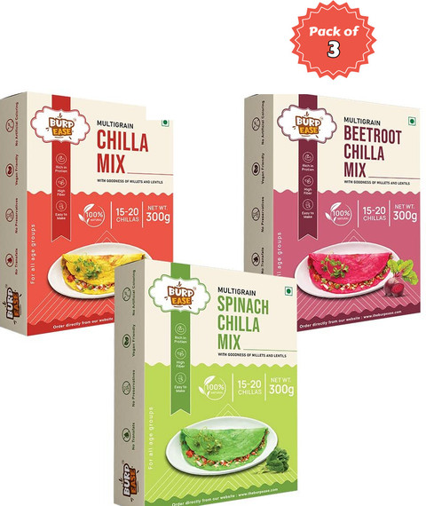 BURPEASE Plain Chilla, Beetroot Chilla Spinach Chilla Mix, Kids