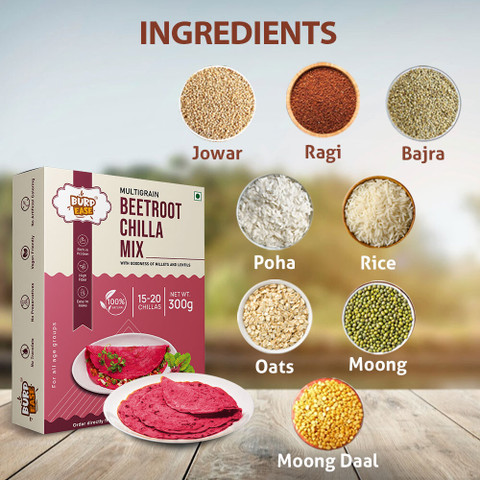BURPEASE Beetroot Chilla Mix,Protein Fiber-Rich Breakfast for