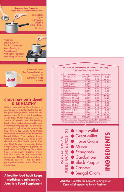 Jeeni Combo Pack of Infant 400g and Adult 500g Health mix 900 g