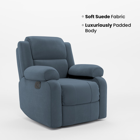 GREEN SOUL Comfy Single Seater Recliner Sofa with Suede Fabric