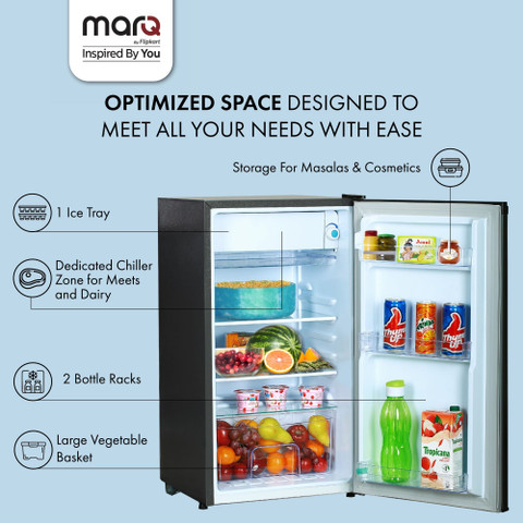 MarQ by Flipkart 90 L Direct Cool Single Door Star Refrigerator with  Super Chill Zone Toughened Glass Shelves