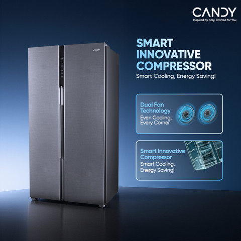 CANDY 602 L Frost Free Side by Side Refrigerator with 100