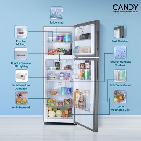 CANDY 240 L Frost Free Double Door 2 Star Refrigerator with Auto