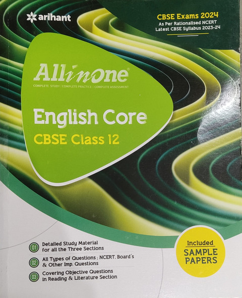 Arihant All In One Class 12 CBSE English Course Arihant All In One Exam  2024 CBSE Syllabus 23 24 And Sample Paper All Question Bihar Board NCERT  All