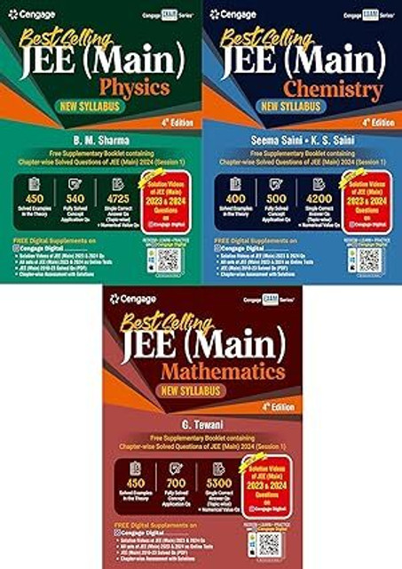 Cengage Bestselling JEE Mains Physics Chemistry Maths with FREE  VIDEO SOLUTIONS for PYQs QR Code for Digital Content Set of Books  As
