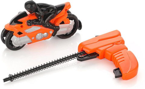 Sotnof Pull Back Speed Bike with Launcher Friction Powered Two Wheel Rider  Racing Toy