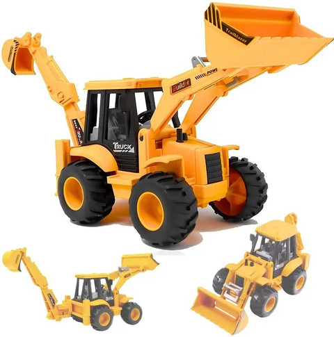 ZUNBELLA 2in1 Unbreakable Pull Back JCB Construction Truck Vehicle
