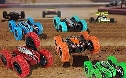 NIYAMAT Plastic Double Sided 360 Degree Remote Control Rechargeable Stunt  Car Toy with Anti Skid Rubber Tyre with LED Lights for Kids