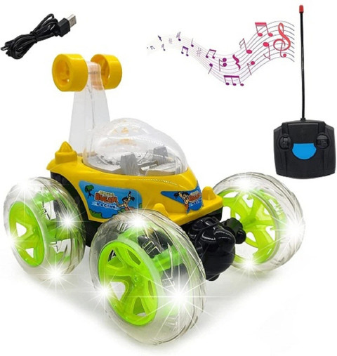 Kidzfun 360 Degree Rotating Stunt CAR for Kids, Remote Control, Acrobatic  Toy Car with Colorful LED Lights Music, Rechargeable Battery