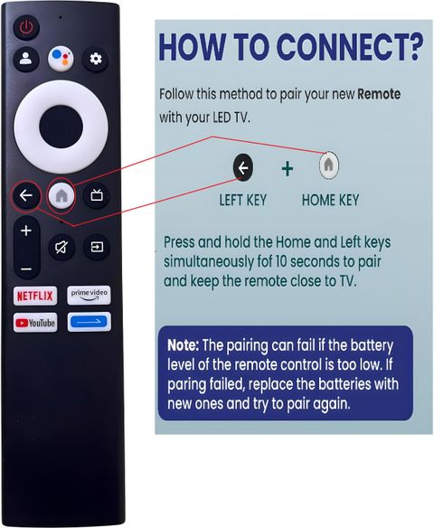 Crystonics LED 378 Voice & Bluetooth Remote Control For 4K Smart TV Compatible with Croma Full HD Android Smart LED TV, Croma 4K Ultra HD Smart LED TV Remote Controller (Black) - Image 7