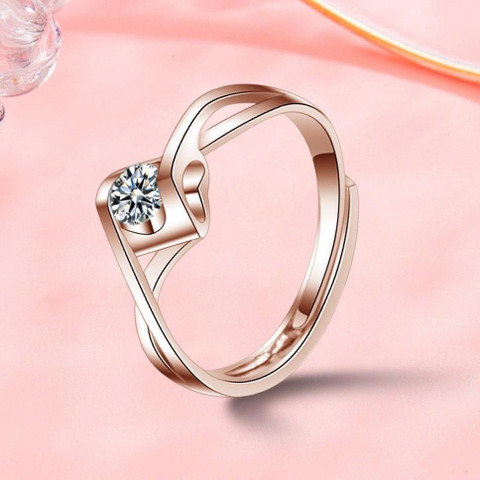 MYKI Beautiful Hollow Heart Zircon Adjustable Ring For Women