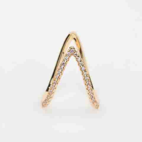 VIAANA CREATIONS Stainless Steel Cubic Zirconia Gold Plated Ring