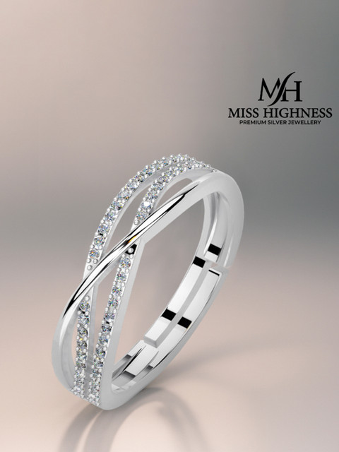Miss Highness 925 Sterling Silver Zircon Infinity Adjustable Ring For  Womens Sterling Silver Cubic Zirconia Rhodium Plated Ring
