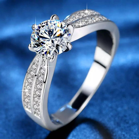 MYKI Engagement Special Swiss Diamond Ring For Women Girls US Size -6  Stainless Steel Cubic Zirconia Silver Plated Ring