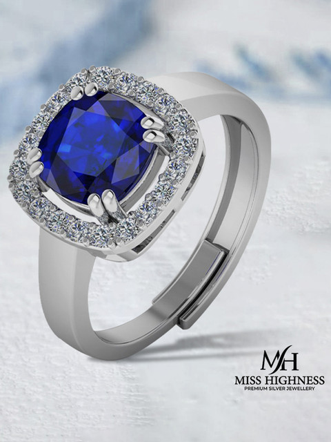 Blue Stone Diamond Ring Designs With Price For Female 925 Sterling