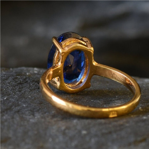 RATAN BAZAR Natural Blue Sapphire Stone Ring Gold Plated Neelam Ring  Alloy Sapphire Gold Plated Ring