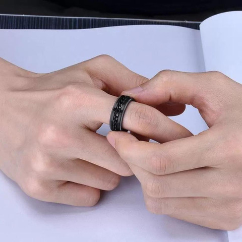 Fidget Spinner Rings For Men Personalized Men's Promise Ring Black