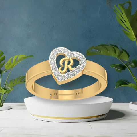 Kanak Jewels Heart Shaped Brass R Alphabet for Couples Lovers