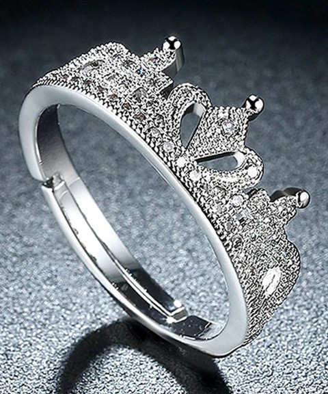 YELLOW CHIMES Adjustable Crystal Silver Toned Crown Shaped for