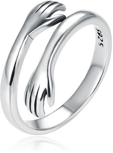 MA Enterprises I LOVE U HUG RING STAINLESS STEEL SILVER PLATED