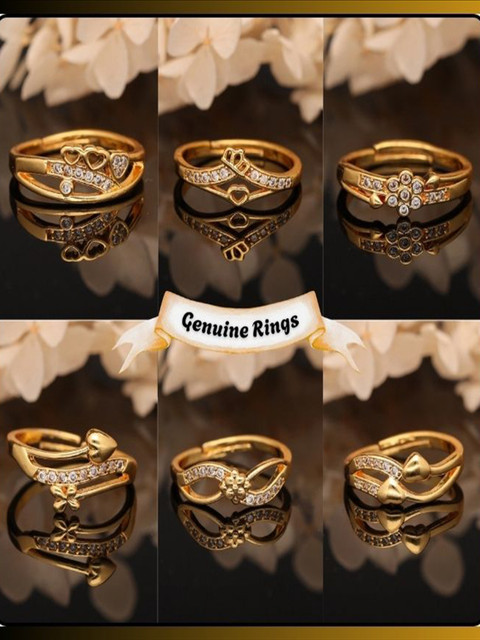 brado jewellery Combo of Ad (American diamond) Adjustable Rings