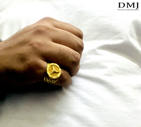 DMJ Premium HighQuality Mercedes Gold Look Finely Detailed Handmade Ring  For Men Brass Gold Plated Ring