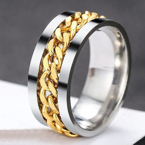 Fashion Frill Silver Chain Ring For Men Boys Valentine Gift Mens