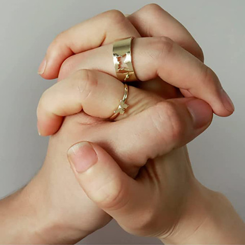 Vembley Vembley Golden Butterfly Couple Ring Matching Wrap Finger