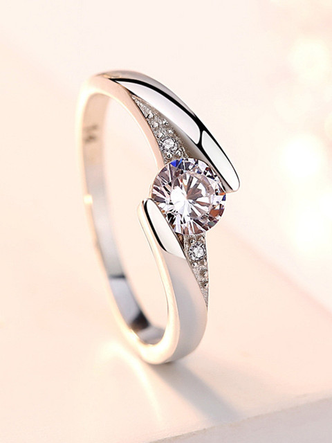 MYKI Sizzling Solitaire Adjustable Ring For Women Girls Sterling