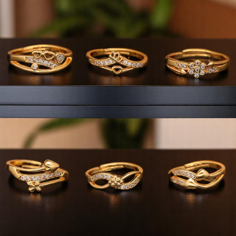 brado jewellery Combo of Ad (American diamond) Adjustable Rings