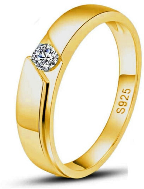 MYKI Exclusive 24KT Gold Plated Adjustable Ring For Men Boys Stainless  Steel Swarovski Zirconia Gold Plated Ring