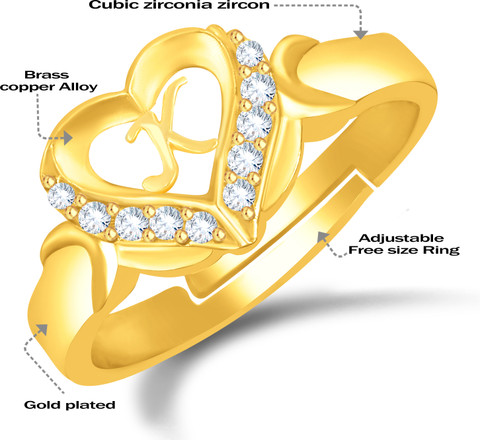 MEENAZ Rings for girls women girlfriend couple propose alphabet K letter  name party Alloy, Metal, Brass, Copper, Crystal, Stone Diamond, Cubic