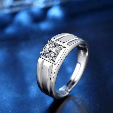 MEENAZ silver ring for men Adjustable Rings For Men Boys AD gents - Main Image