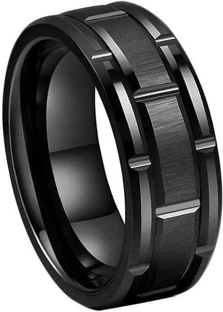 MEENAZ black ring for men boys gents girls thumb band stylish daily simple  plain design Alloy, Steel, Metal, Tungsten, Sterling Silver Rhodium,