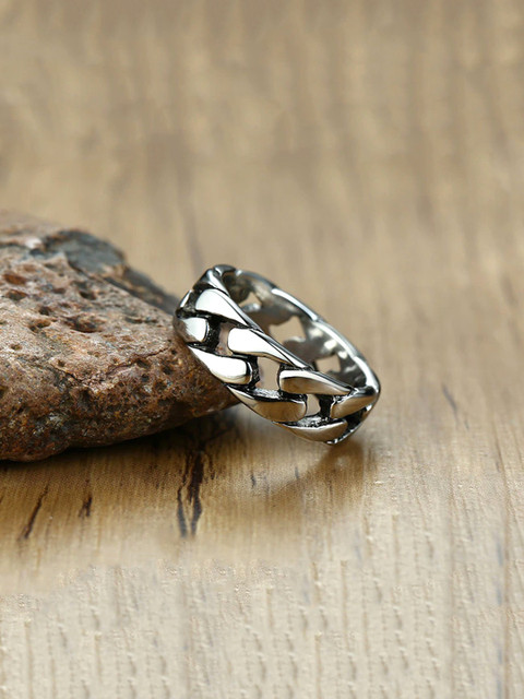 YELLOW CHIMES Rings for Men Silver Chain Ring Stainless Steel Ring for Men  and Boys Stainless Steel Ring