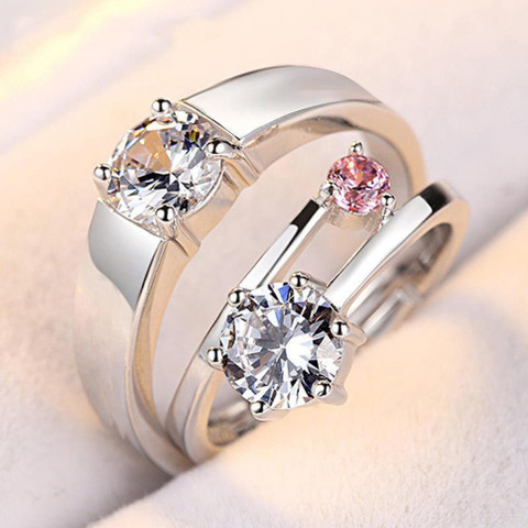 Dmlpbp Valentine Gift Couple Ring for lovers Gift for Girlfriend  Boyfriend/Husband Wife Alloy Cubic Zirconia Platinum Plated Ring Set
